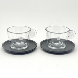 Nespresso View Lungo Glass Espresso Demitasse Cups Melamine Saucers Set Of 2